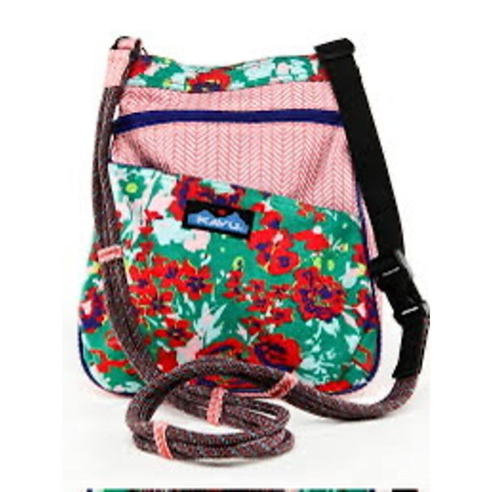 KAVU MULTICOLOR FLORAL Sling Crossbody Bag Festival Travel Boho Purse